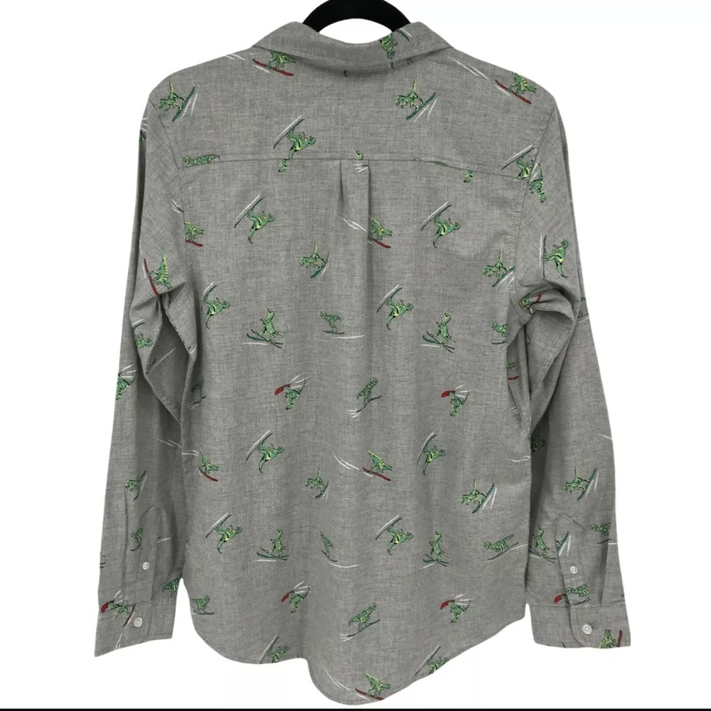 Cat & Jack Boys Surfing Dinosaur Print Gray Button Up Shirt  - LH(12/14)